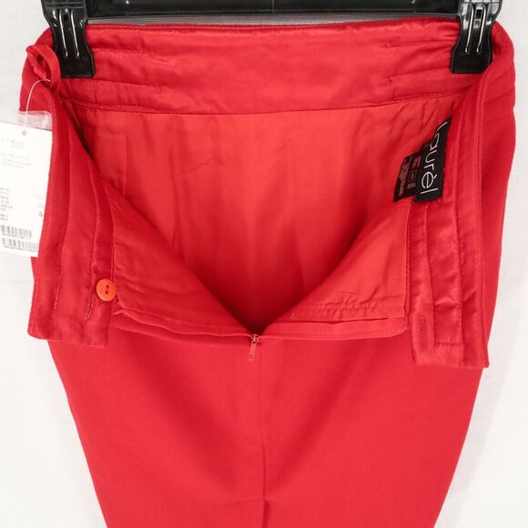 Laurel Escada Skirt Womens 8 Red Wool Blend Lined Pencil Buttons Zipper Rock New - Picture 10 of 12